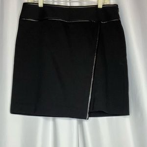 White Hose Black Market Short Rayon Blend Faux Leather Trim Skirt - Size: 8